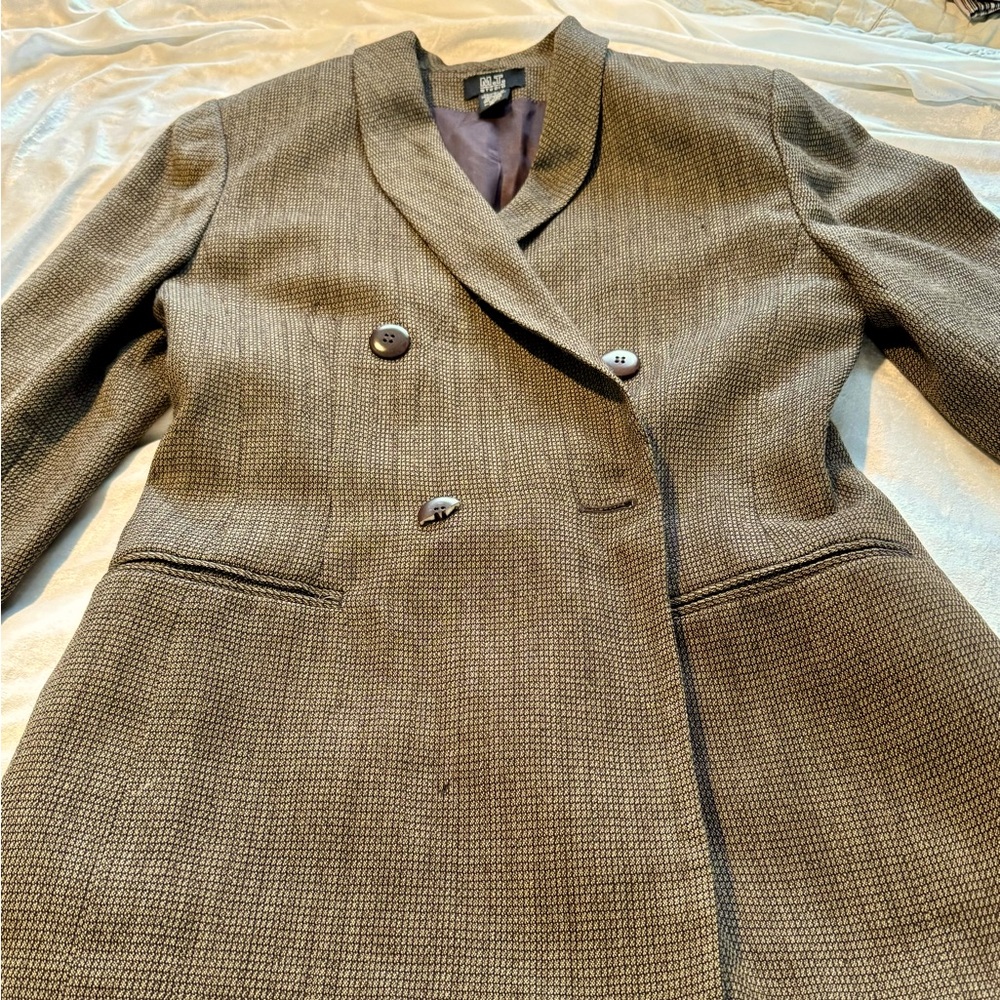 Vintage 100% Wool Morgan Taylor houndstooth double breasted jacket, size 10
